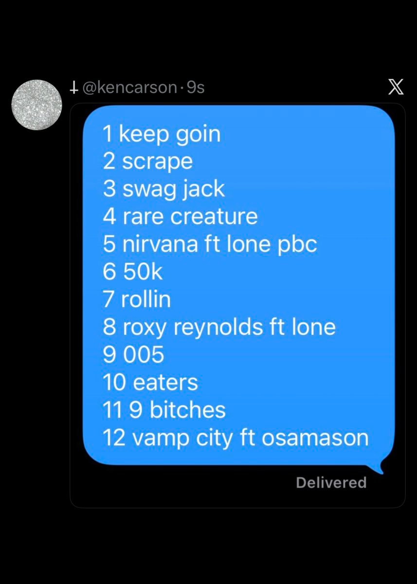 Ken Carson cartunez tracklist (photo 2 of 2)