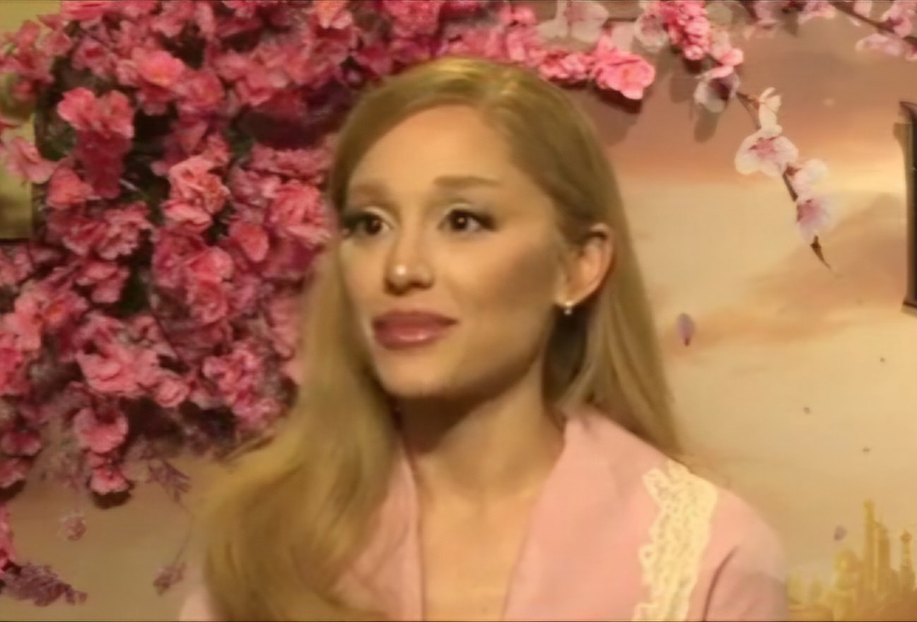 Ariana Grande during an interview to promote Wicked (2024)