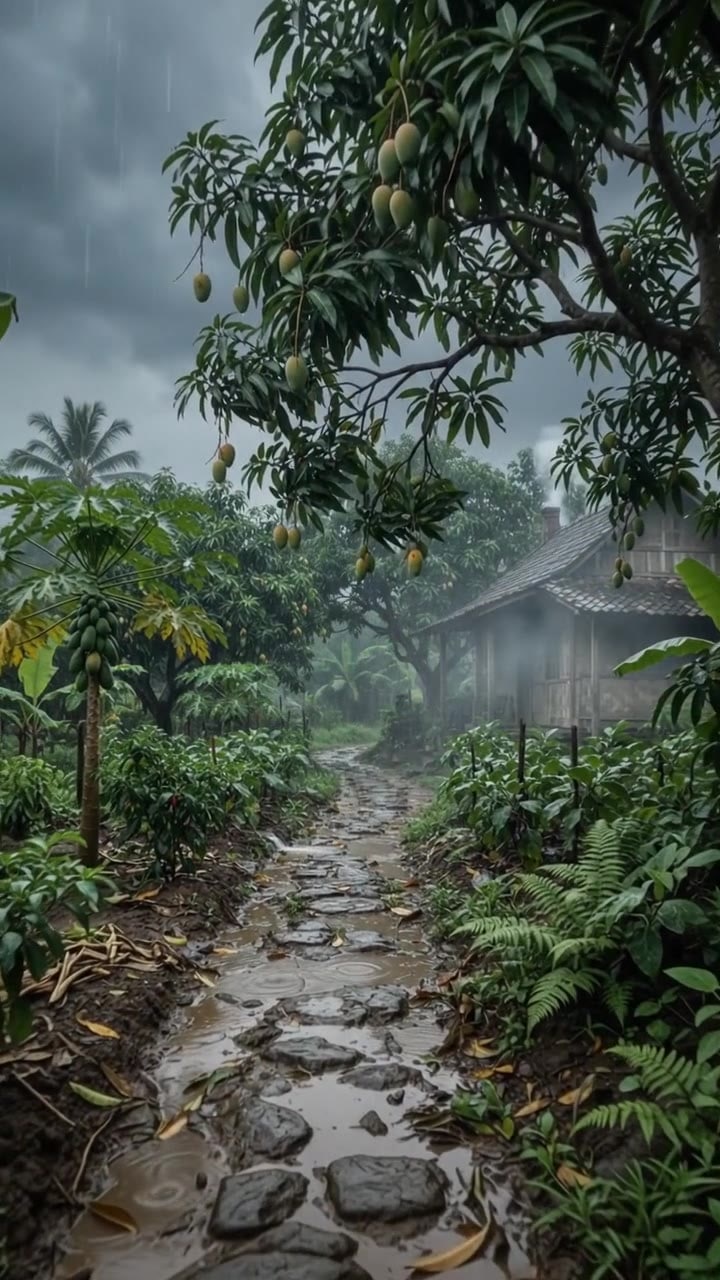 Hidden Rainy Village in Java 🥭🌧️ | Mango Paradise