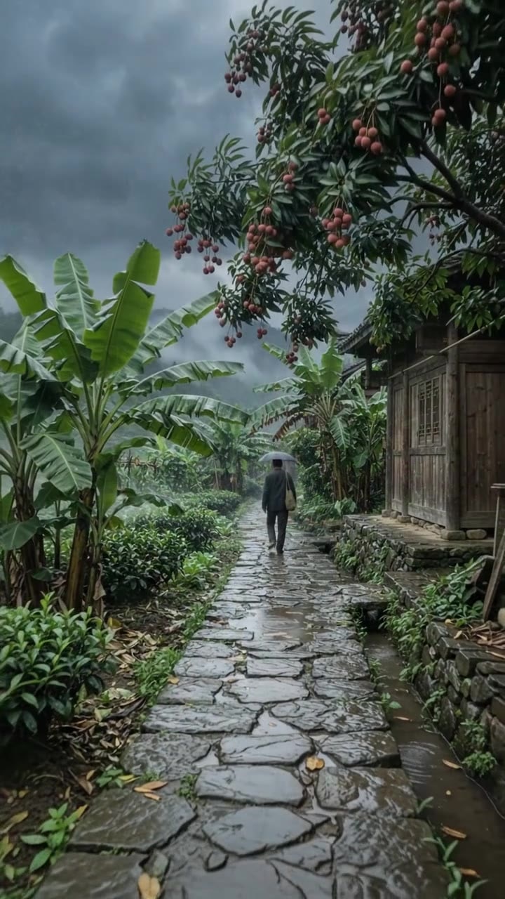 Walking Through a Storm in a Vietnamese Farming Village 🌧️🍌