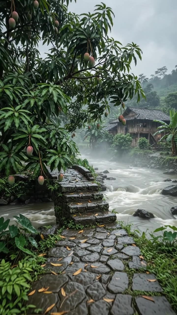 This Bridge Disappears in the Rain 🌧️🥭 | Java Village