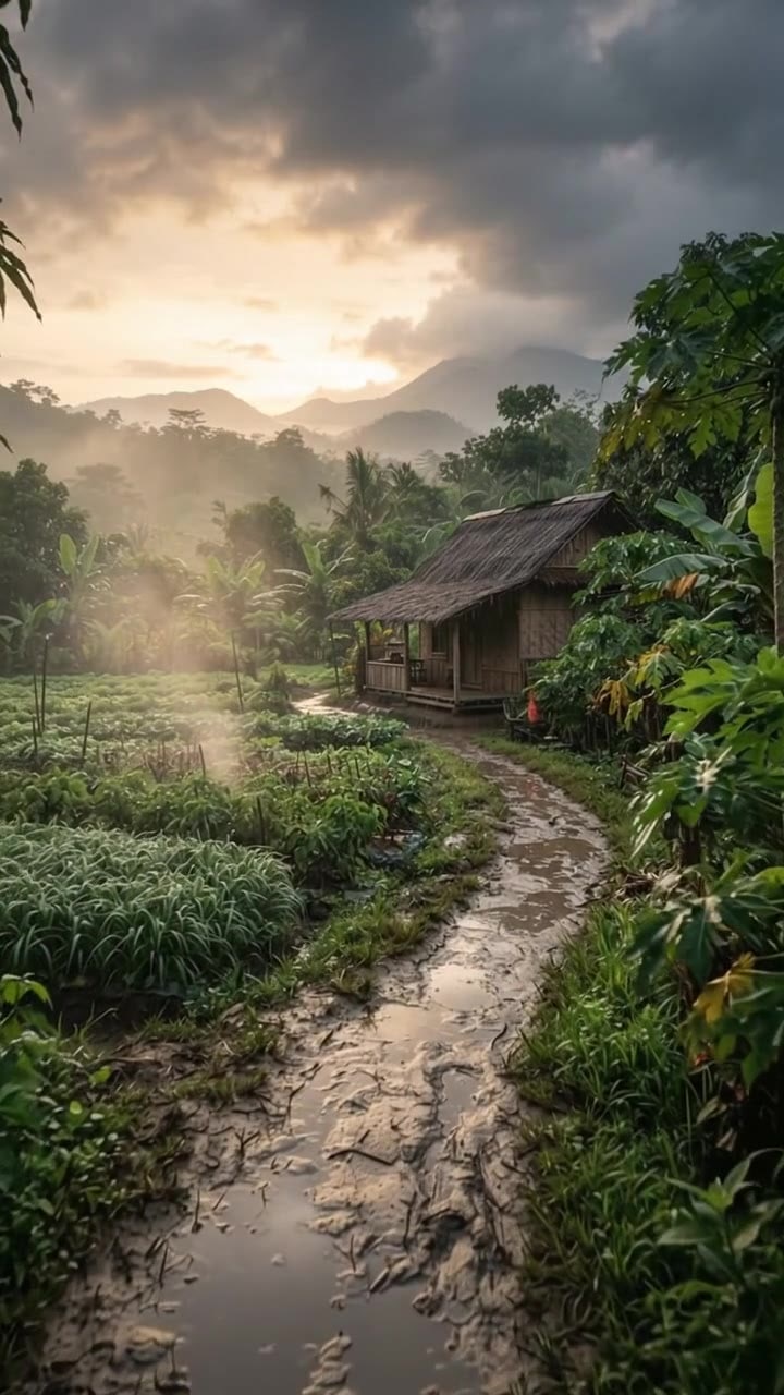 Deep in the Papaya Orchard 🌧️🍈 | Rainy Java