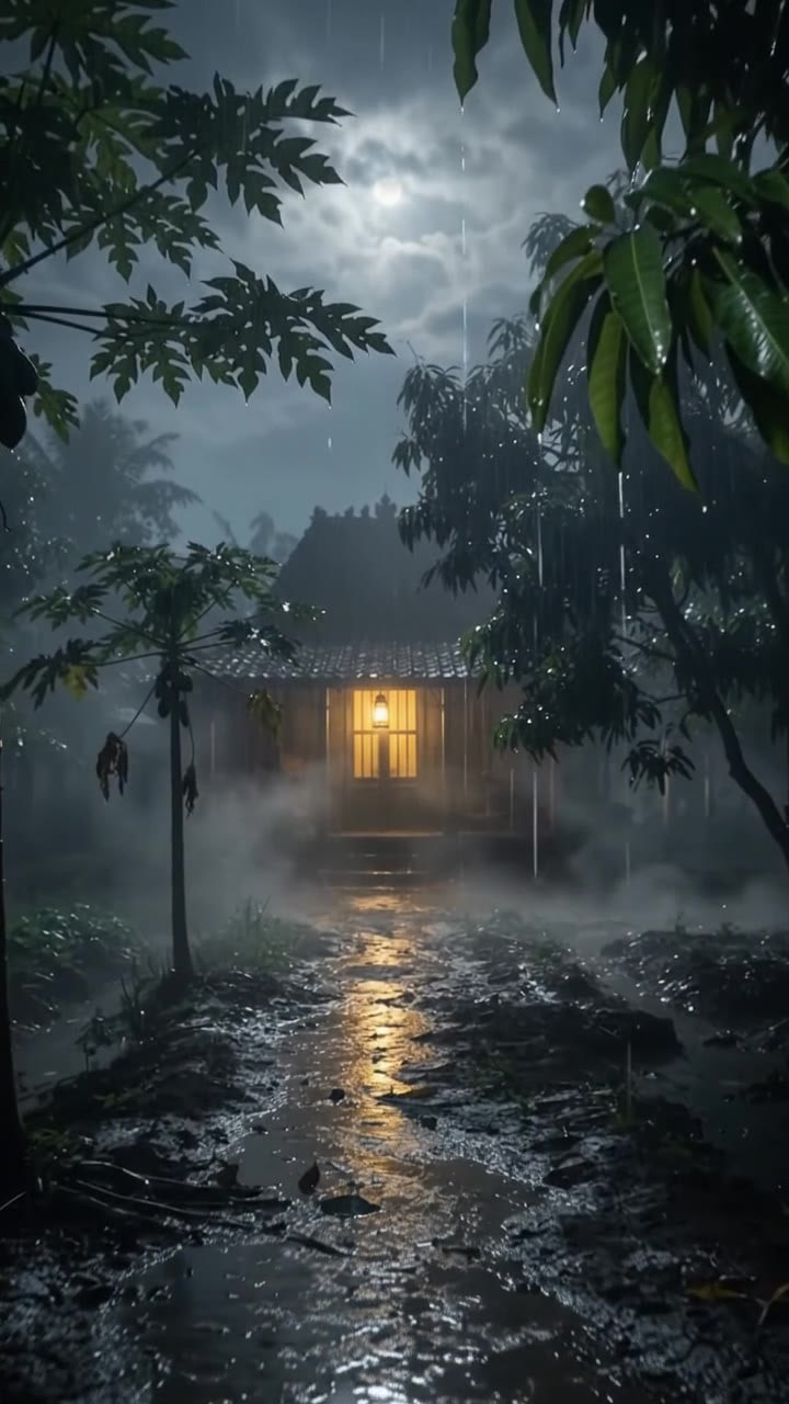 A Lantern Glows in the Rainy Night 🏮🌧️ | Java Village