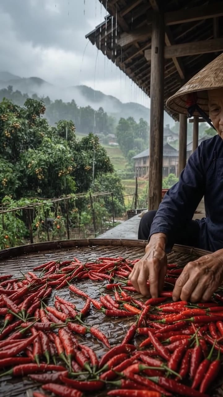 Drying Chillies in the Rain – Vietnam's Spicy Soul 🌶️🌧️🇻🇳